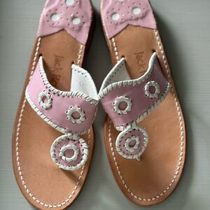 Jack Rogers Pink and White Sandals with Whipstitch Design